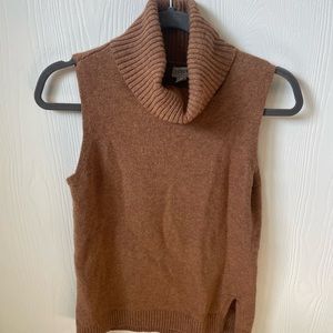 Jcrew camel turtleneck sleeveless sweater